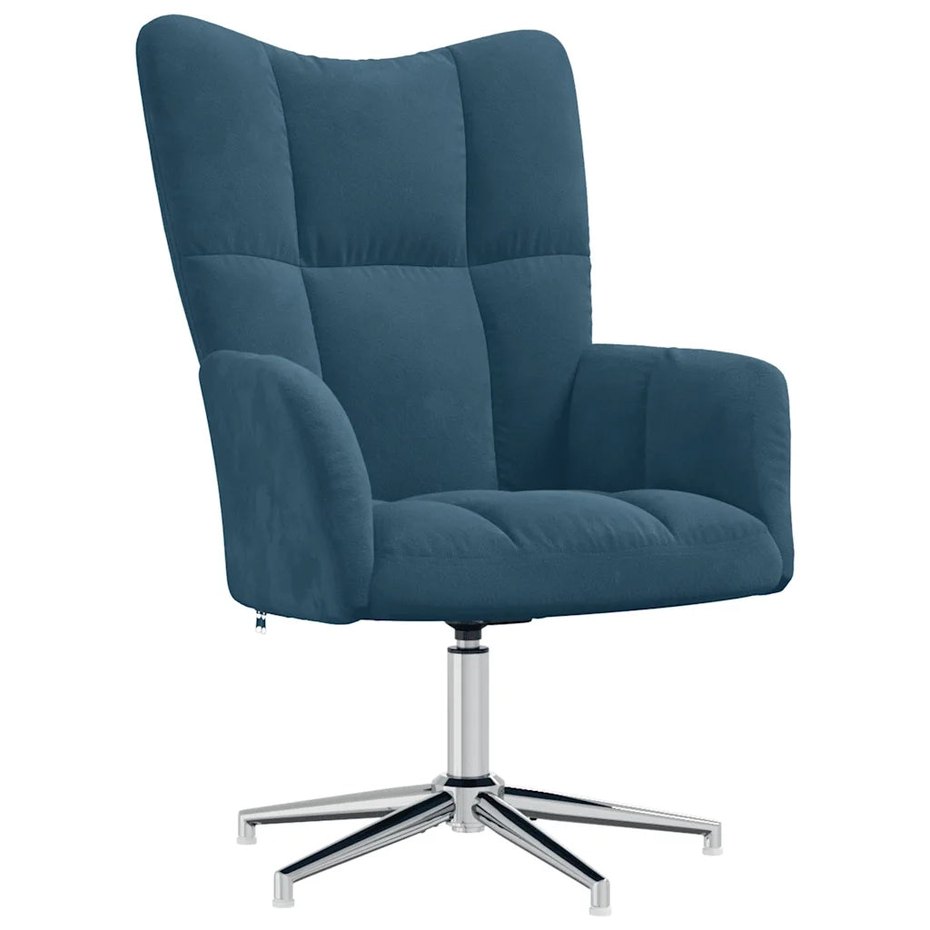 Poltrona Relax | Sedia Relax con Poggiapiedi Blu in Velluto