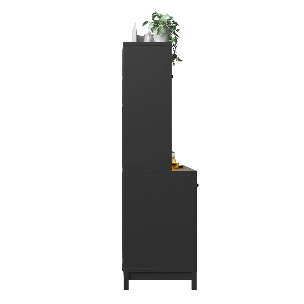 Credenza alta con 4 cassetti; ripiani regolabili e LED RGB - per cucina - 140×38.5×180 cm