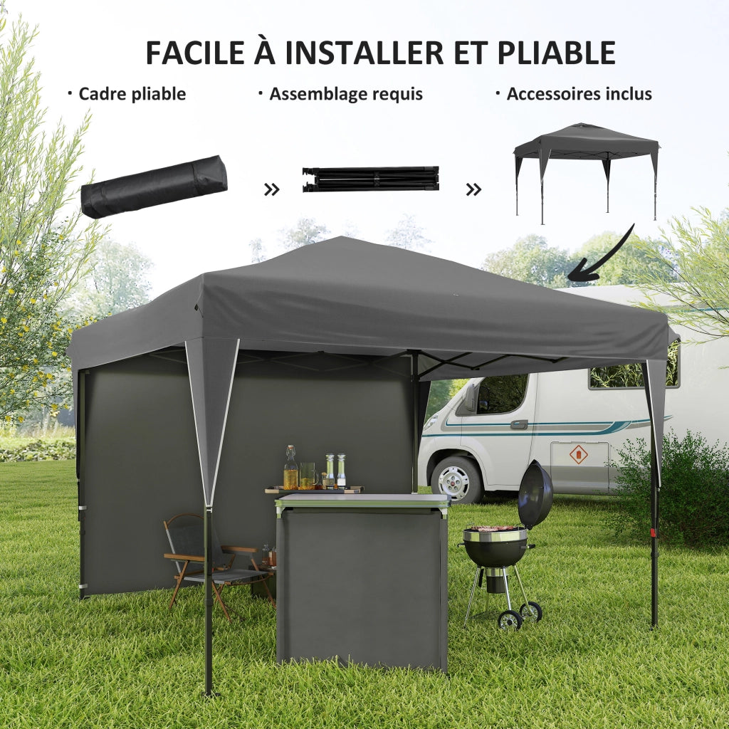 Gazebo da giardino pieghevole con parete laterale ¨C zephmum ¨C acciaio tessuto Oxford