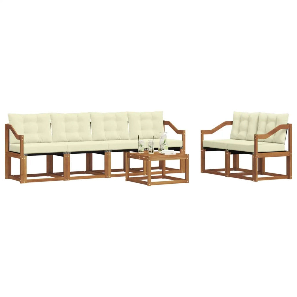Set di divani da esterno con cuscino 7 pcs Naturale e Crema 3368433