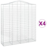 Set di 4 gabbioni ad arco per recinzione gabbia o muro di contenimento 200 x 50 x 220/240 cm ferro zincato argento 02_0041449