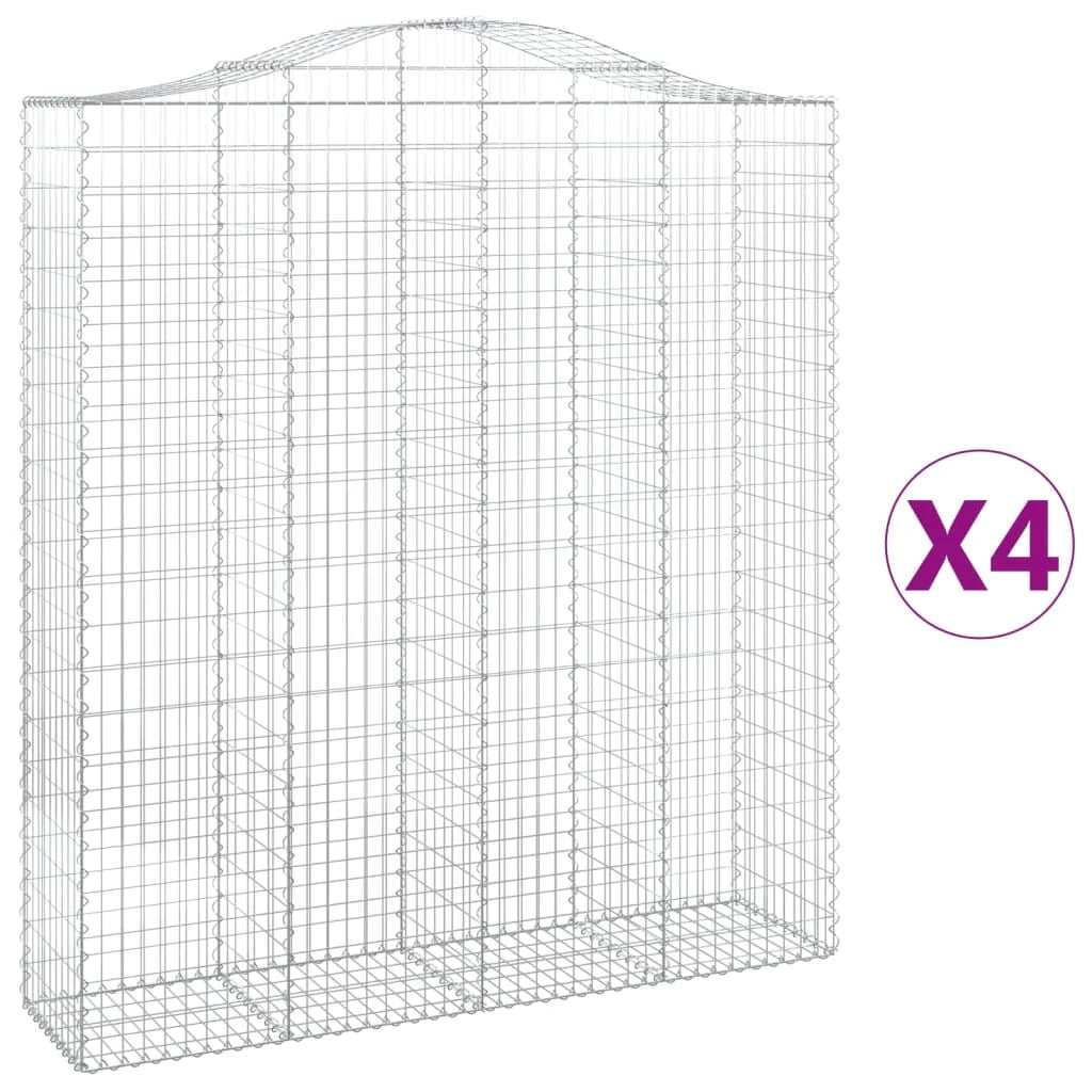 Set di 4 gabbioni ad arco per recinzione gabbia o muro di contenimento 200 x 50 x 220/240 cm ferro zincato argento 02_0041449