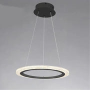 Trade Shop - Lampadario A Sospensione Led 36 Watt Cerchio Anello Nero Effetto Cristallo 31937 -