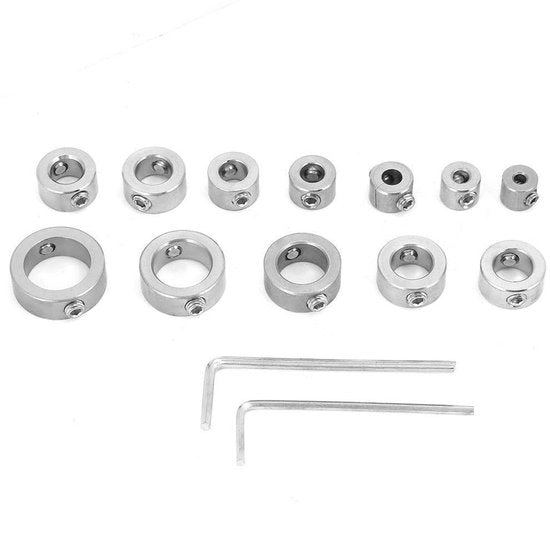 Kit di arresto di foratura 12 pezzi in acciaio inossidabile 3-16 mm Set di profondità di foratura Set di guaina di foratura con anello di limitazione di foratura con chiave a stella in bussola