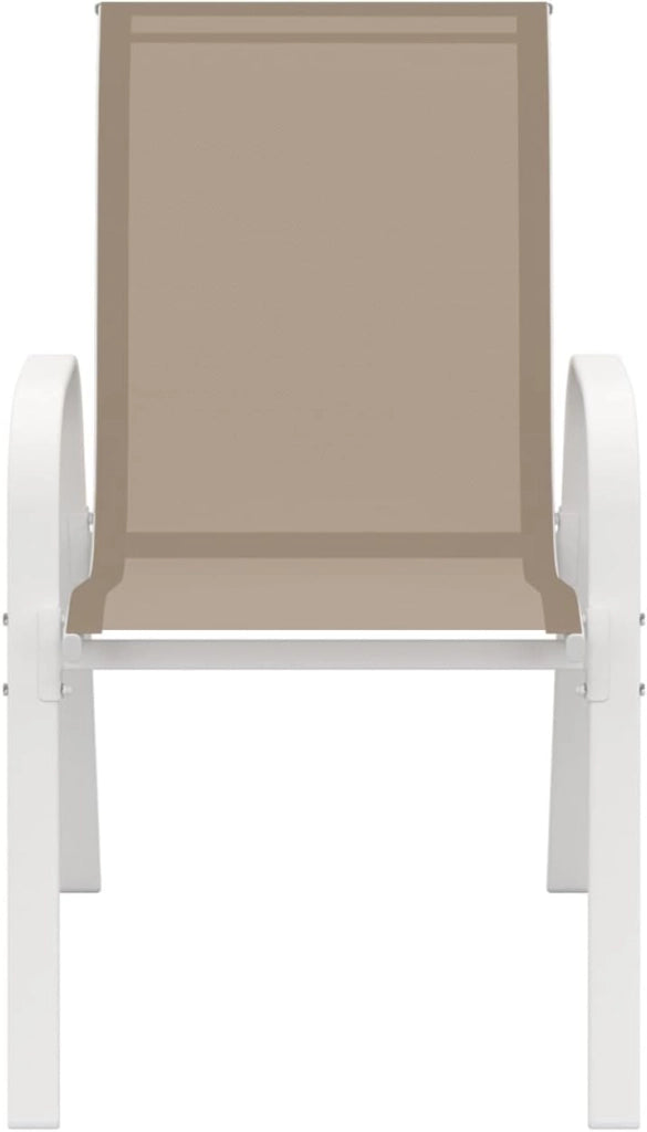 Set di 6 sedie da giardino impilabili LYMA in metallo e textilene, bianco e beige