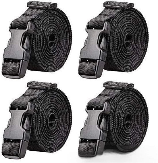 4 cinturoni di sostegno, cinture di trasporto, cinture di bagaglio, cinture di fissaggio del bagaglio, adatti per borse, zaini, Nero-1m*2cm