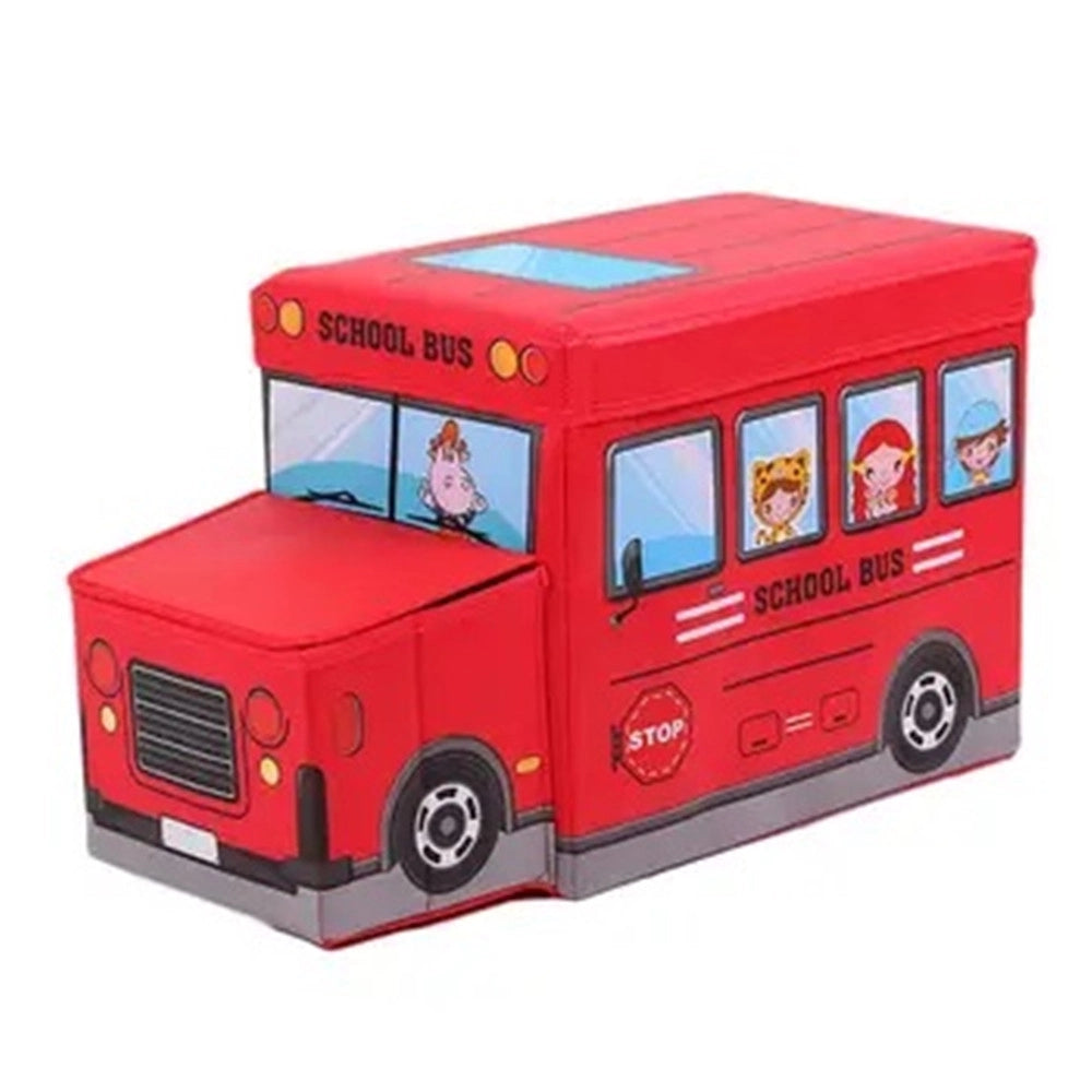 Trade Shop - Scatola Portaoggetti Salvaspazio Ripiegabile A Forma Di Scuolabus Per Giocattoli Bambini -