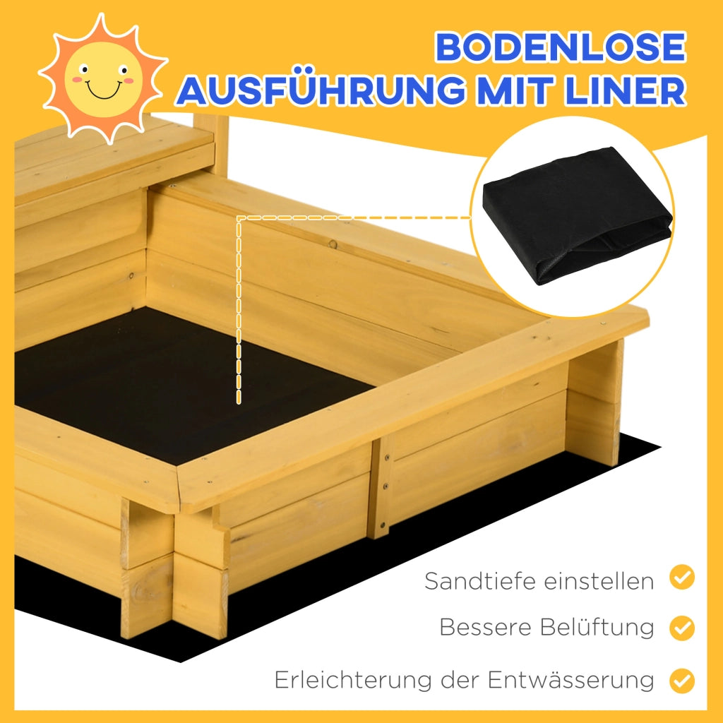 Casetta da Gioco con Sabbiera ¨C Zephmum ¨C Naturale + Blu 133x129x137 cm