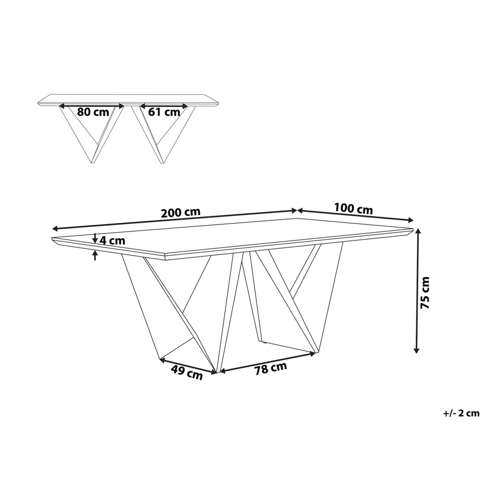 Tavolo da pranzo Piano in legno scuro Gambe in metallo Nero 200 x 100 cm Industrial
