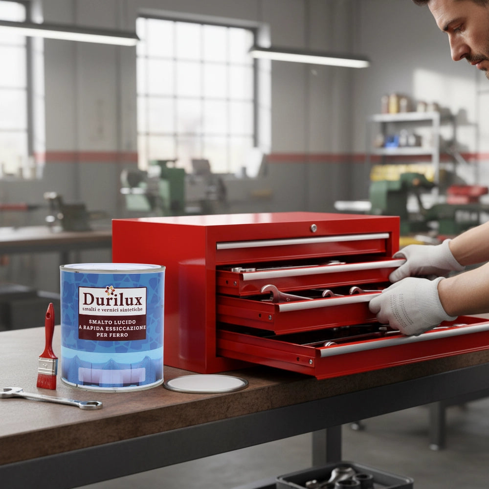 Durilux smalto sintetico lucido rapida essiccazione rosso 514 ral 3000 per ferro *** formato 2.5 lt, confezione 1
