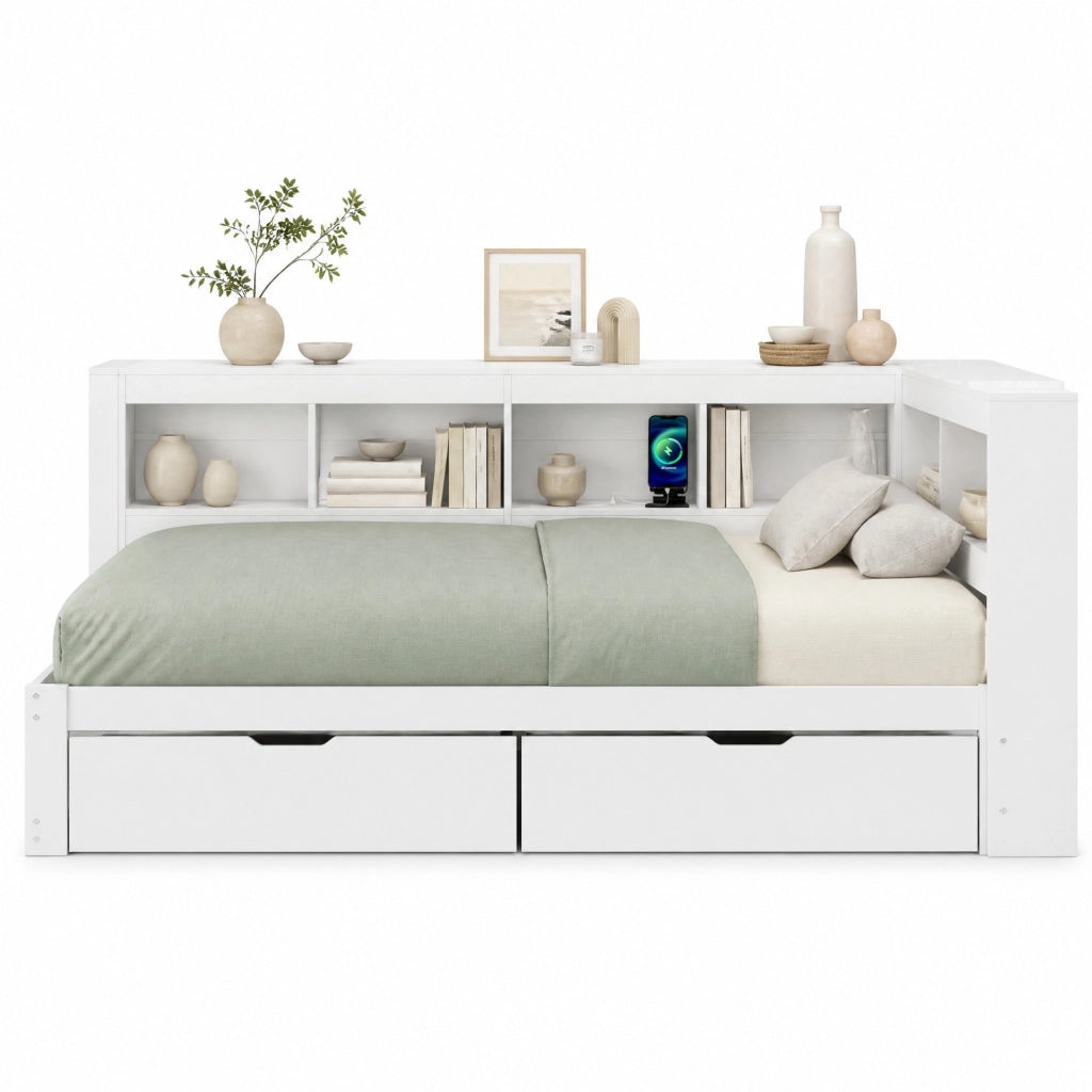 Letto daybed 140x200 cm con cassetti, prese e USB