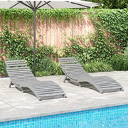 vidaXL Lettini 2 pz Grigi 184x55x64 cm Legno Massello di Acacia