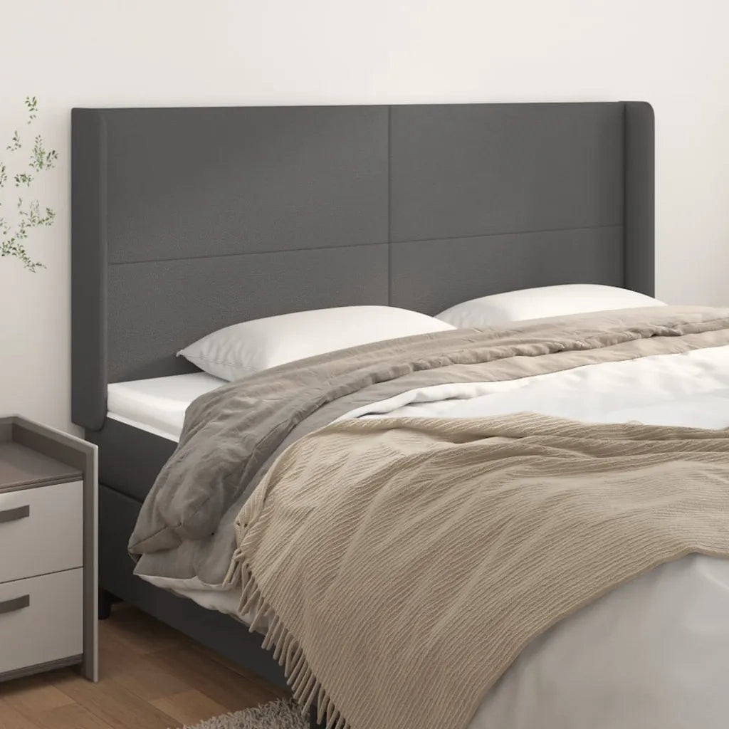 Testiera | Testata ad Orecchio Grigio 183x16x118/128 cm in Similpelle