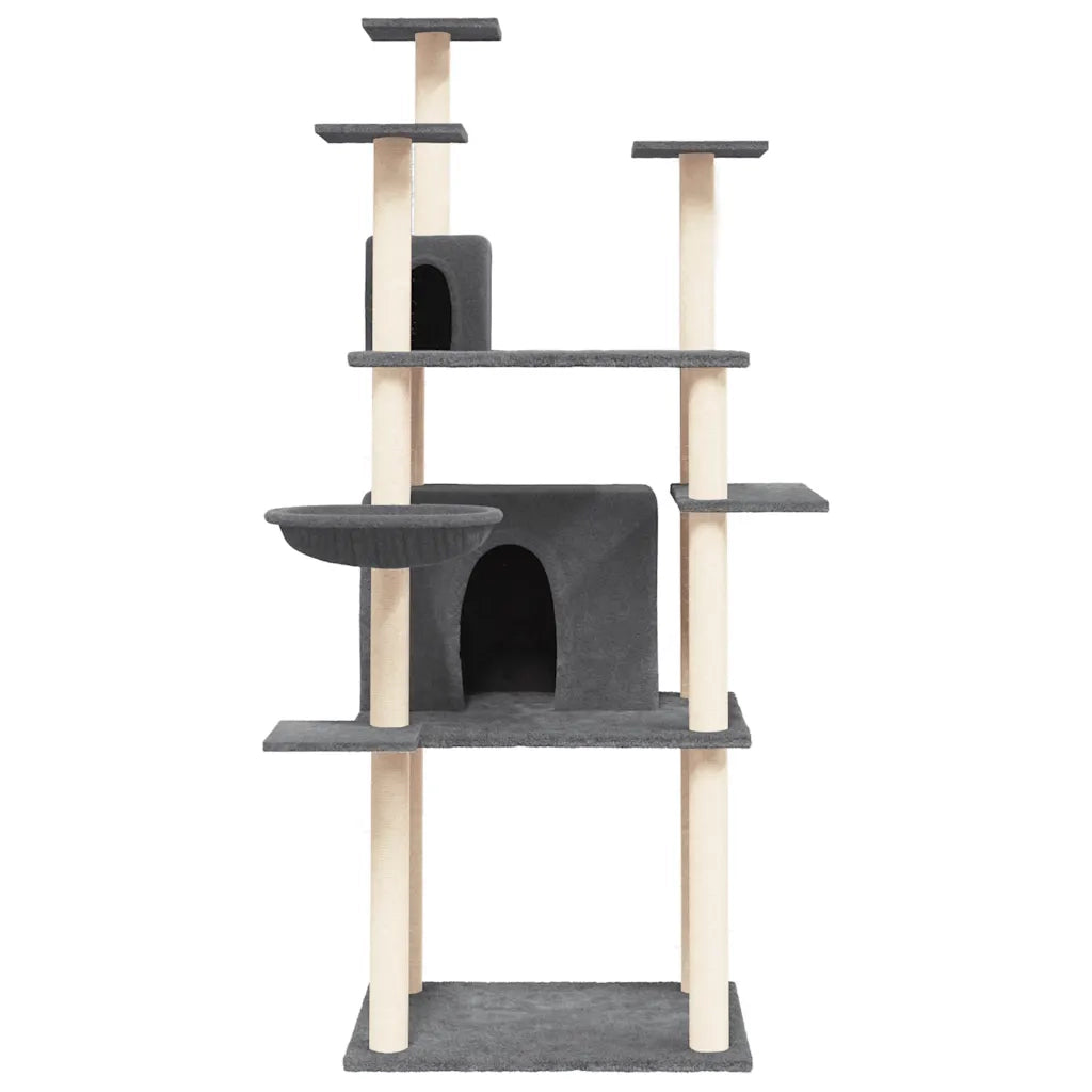 Albero per Gatti con Tiragraffi in Sisal Grigio Scuro 166 cmcod mxl 103201