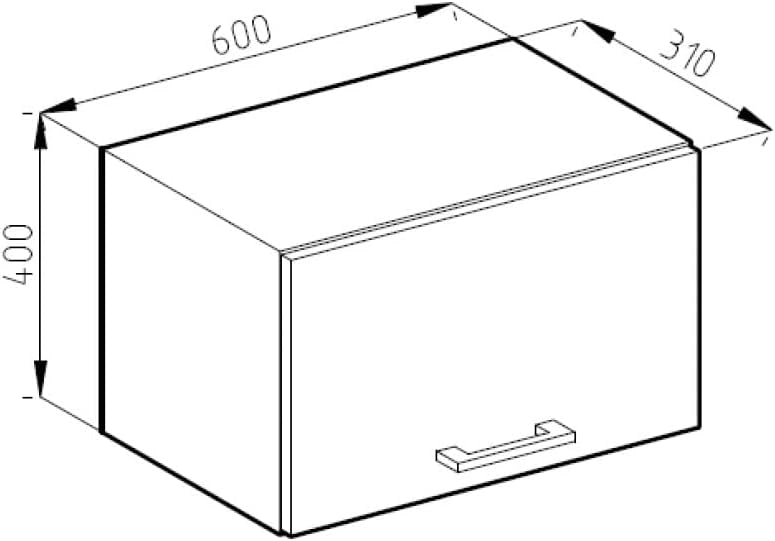 Pensile da cucina R-Line, Calcestruzzo, 60 cm Piatto, per la libera combinazione all'interno di sistemi cucina modulari