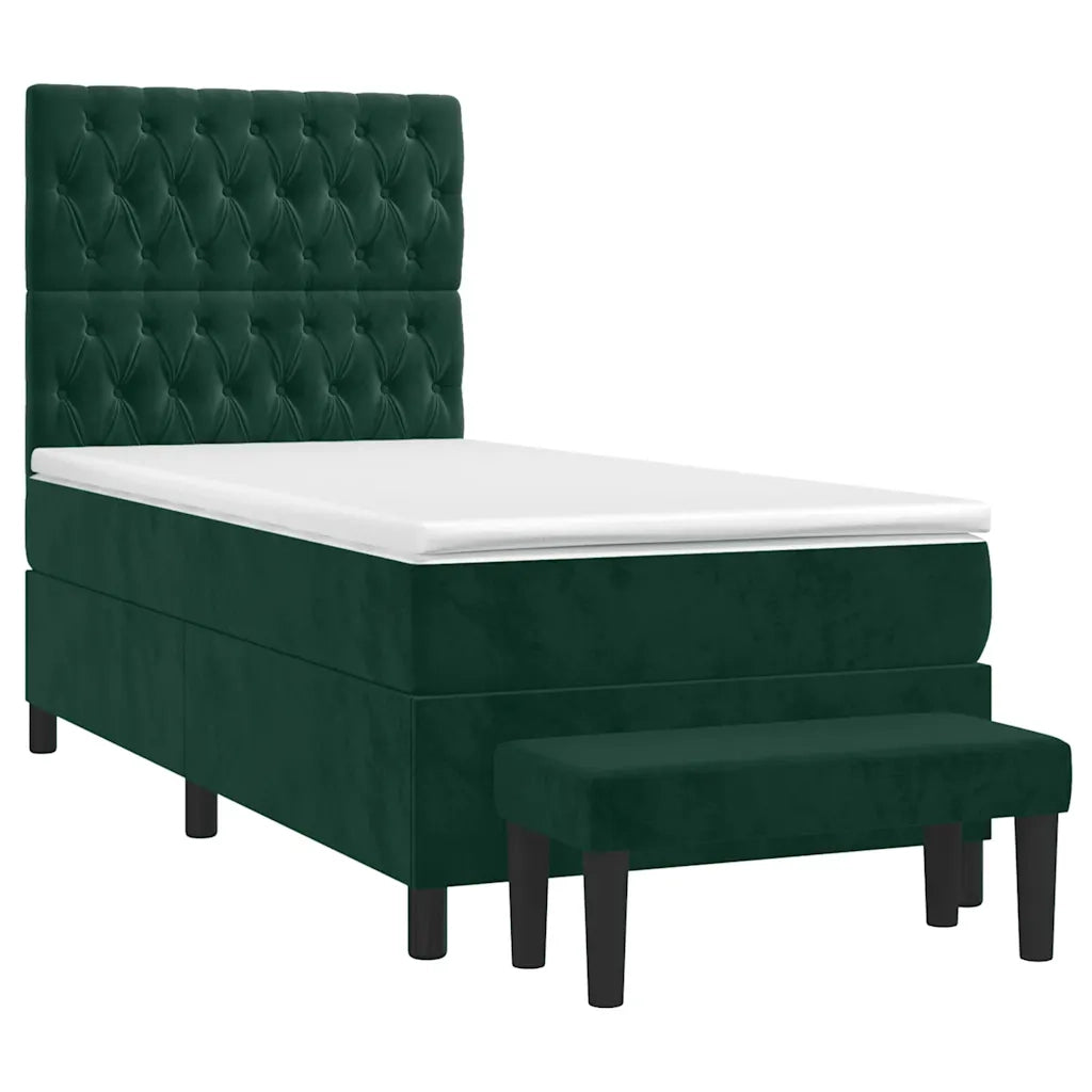Giroletto a Molle con Materasso Verde Scuro 100x200 cm Velluto
