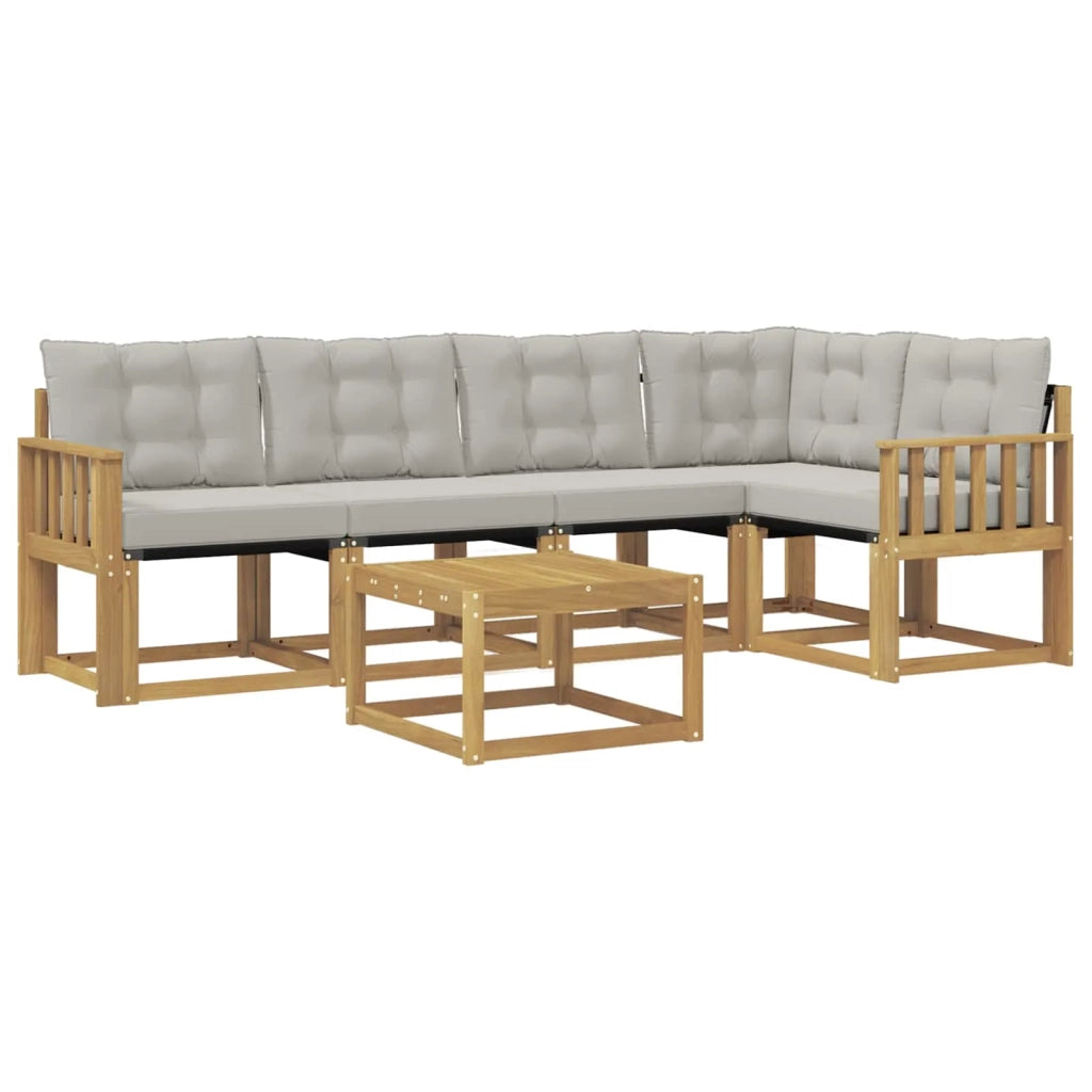 Set di divani da esterno 6 pcs Bianco e Grigio Chiaro