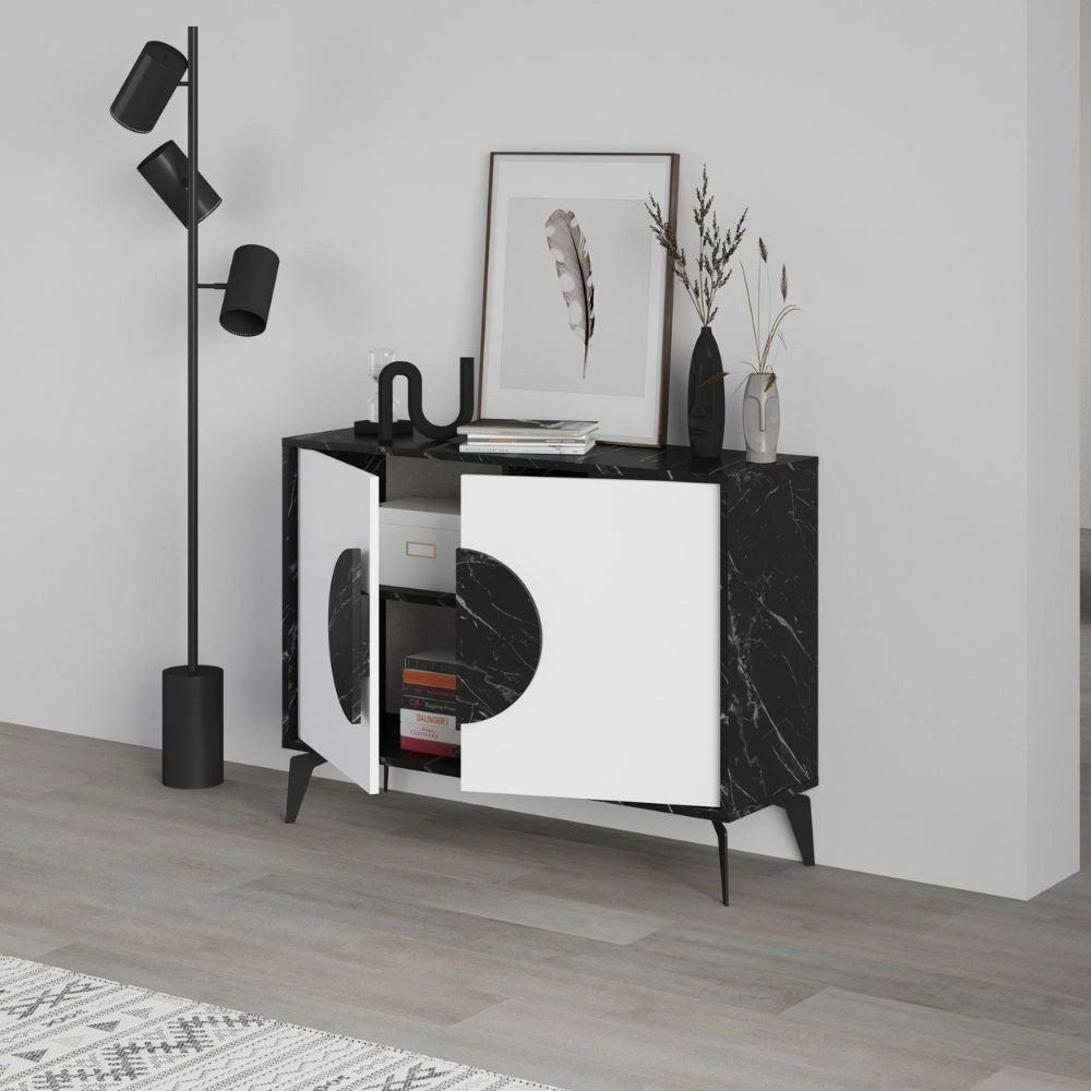 Madia 2 Ante 110x35,6x82 cm in MDF Gora Bianco