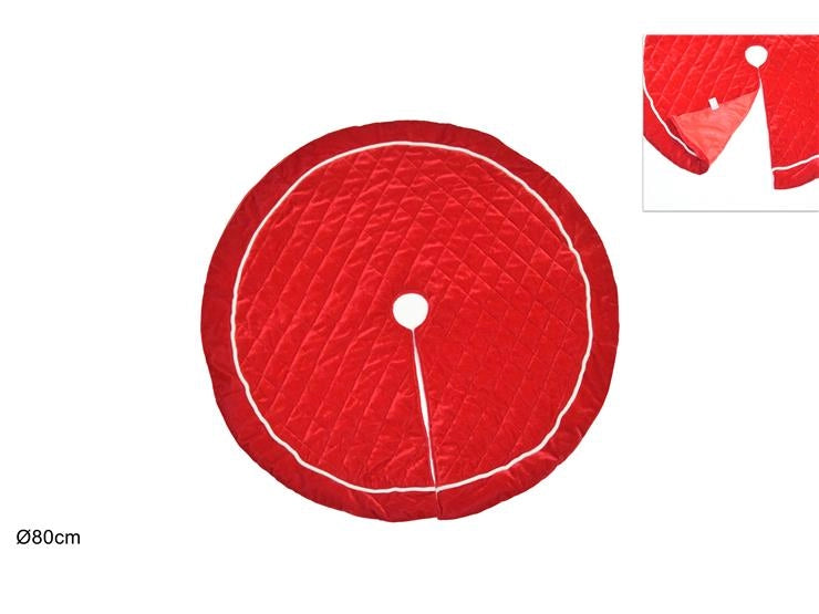 Decorazione Albero di Natale Tappeto Coprialbero in Velluto Rosso 80 cm