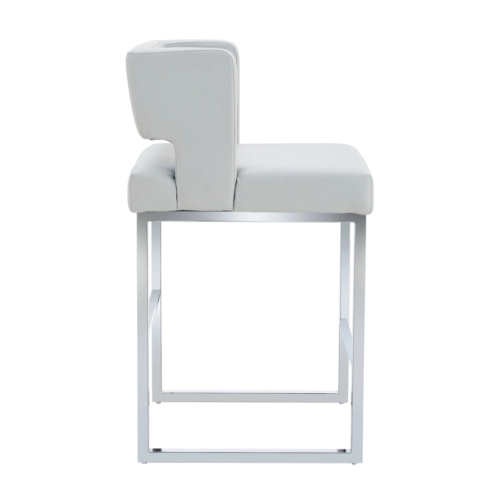 Sgabello da bar 91;4 cm con seduta imbottita in PU e gambe in metallo; grigio chiaro