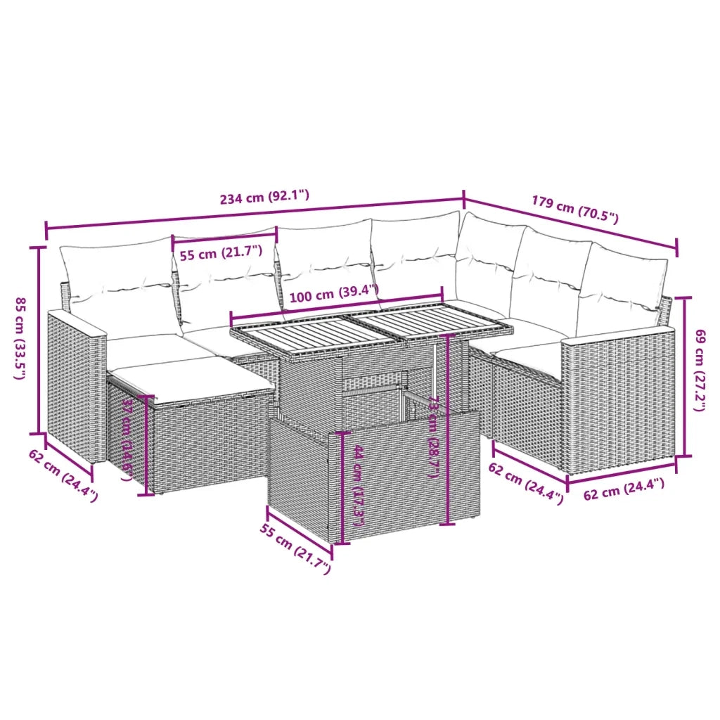 Set Divani da Giardino con Cuscini 8 pz Nero in Polyrattan 3273191