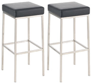 Set 2 sgabelli bar Montreal in similpelle nero,acciaio inossidabile