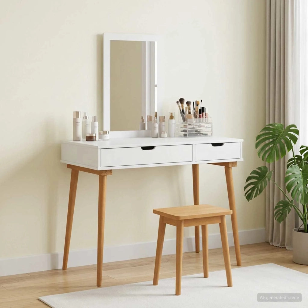 Set Tavolo da Trucco FAUSKE 2 pcs Bianco 100 x 50 x 143 cm 3438575