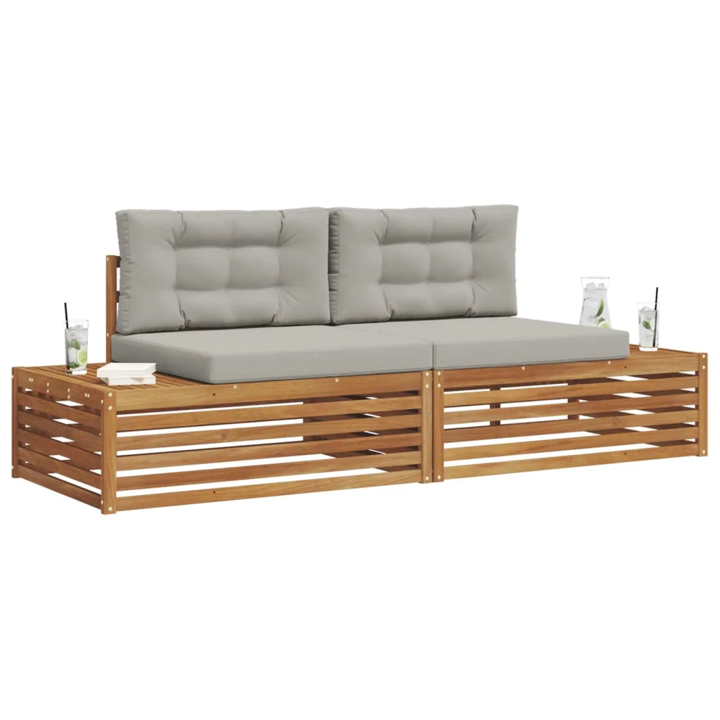 Set di divani da esterno-Sofa da giardino con cuscino Grigio Naturale e Chiaro 375697