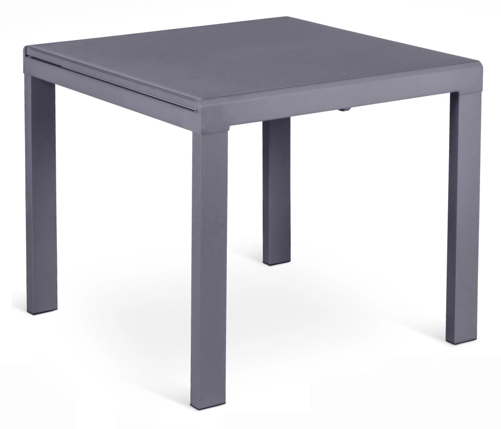 Tavolo Allungabile 90/163,5x90x76 cm in Metallo con Top in Vetro Grigio