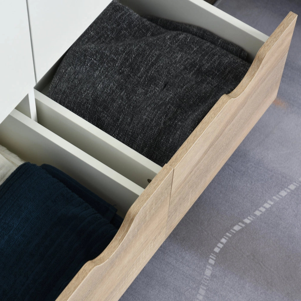 Armadio Guardaroba 80x40x180 cm 2 Ante e 2 Cassetti  Bianco