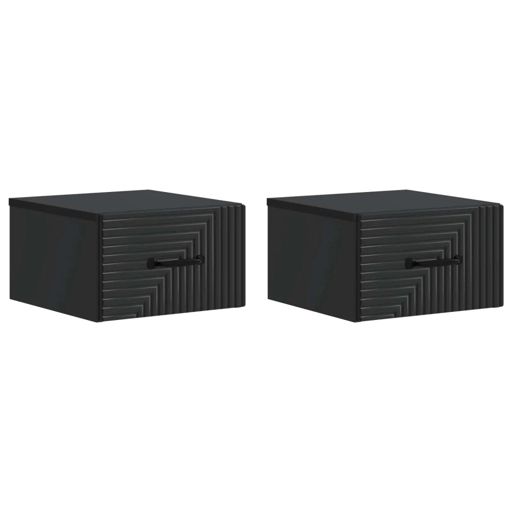 Mobiletto da notte a muro 2 pcs Nero 34,5 x 33 x 20 cm 898598