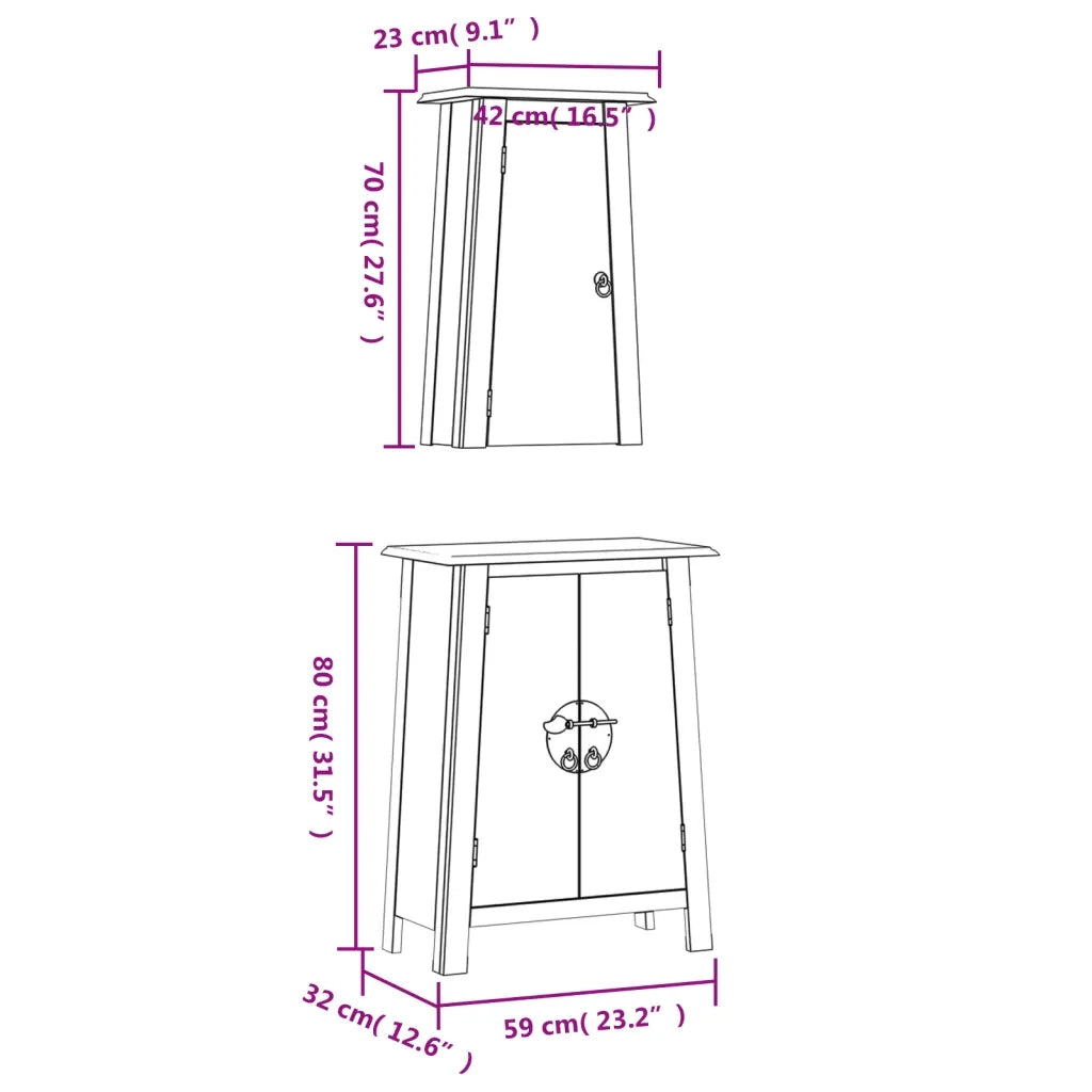 Set Mobili da Bagno | Armadio da bagno 2 pz in Legno Massello di Pino