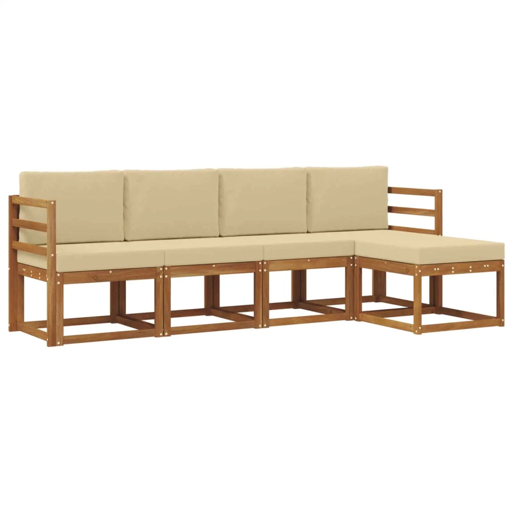 Set di divani da esterno con cuscino 5 pcs Naturale e Beige