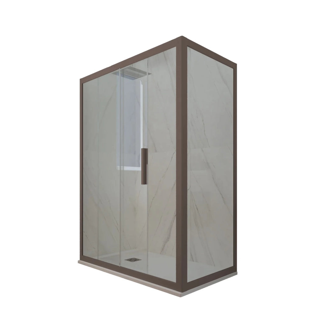 Box doccia scorrevole 75x100 CM H 200 Vetro Trasparente Profilo Chocolate mod. Deco Duo