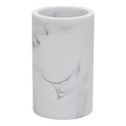 Trade Shop - Bicchiere Porta Spazzolini Effetto Marmo Bianco Accessorio Arredo Da Bagno 87830 -