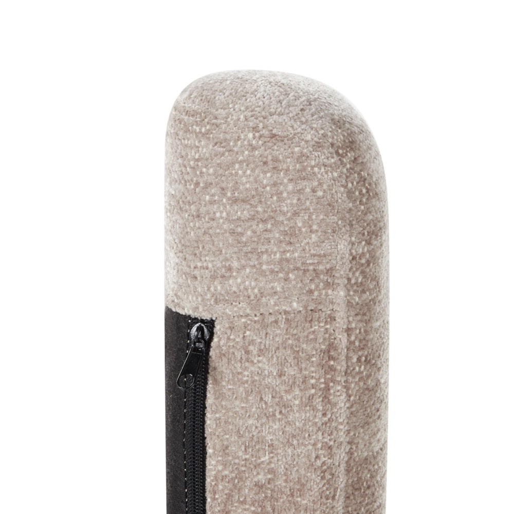 Sedia a dondolo in tessuto tortora gambe in legno e metallo pattini design moderno soggiorno
