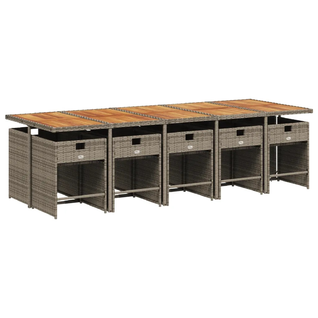 Set da Pranzo da Giardino 11pz con Cuscini in Polyrattan Grigio 3277885