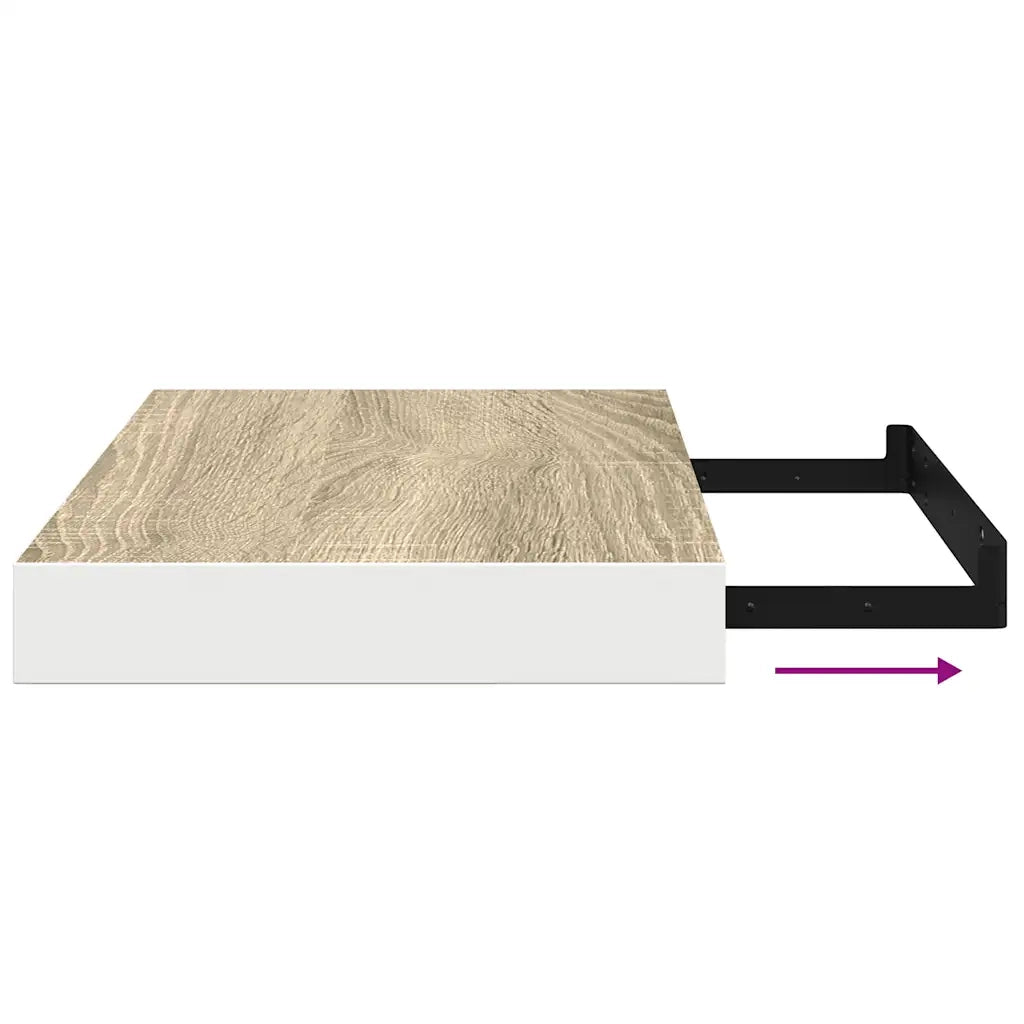 Scaffale a parete | Ripiano a parete | Mensola a parete Rovere e Bianco 50x23x3,8 cm in MDF