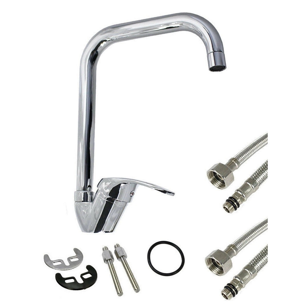 Trade Shop - Rubinetto Lavello Da Cucina A Canna Alta Quadrata Miscelatore Orientabile 69204 -