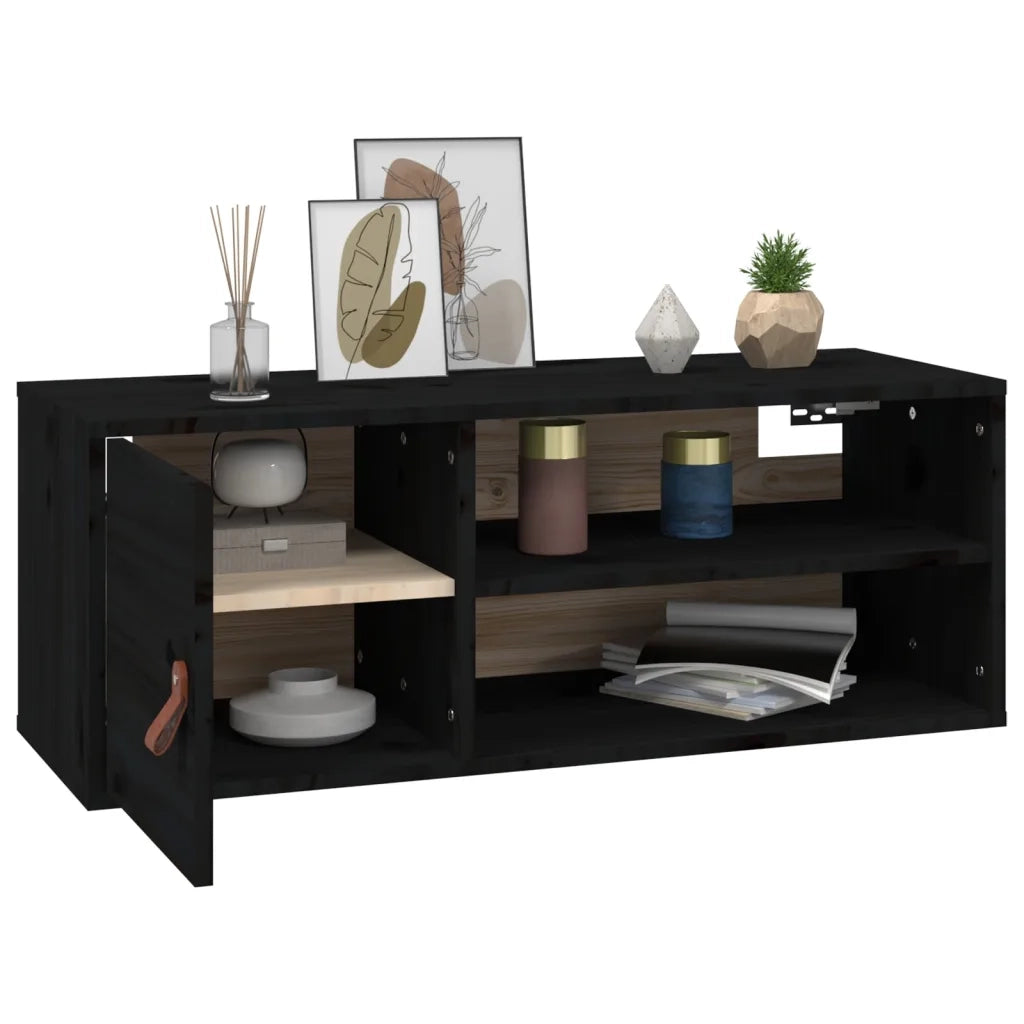 Pensile Nero 80x30x30 cm in Legno Massello di Pino CFW5386613