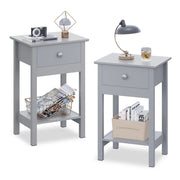 Comodino in Legno con Cassetto e Ripiano ¨C zephmum ¨C Grigio