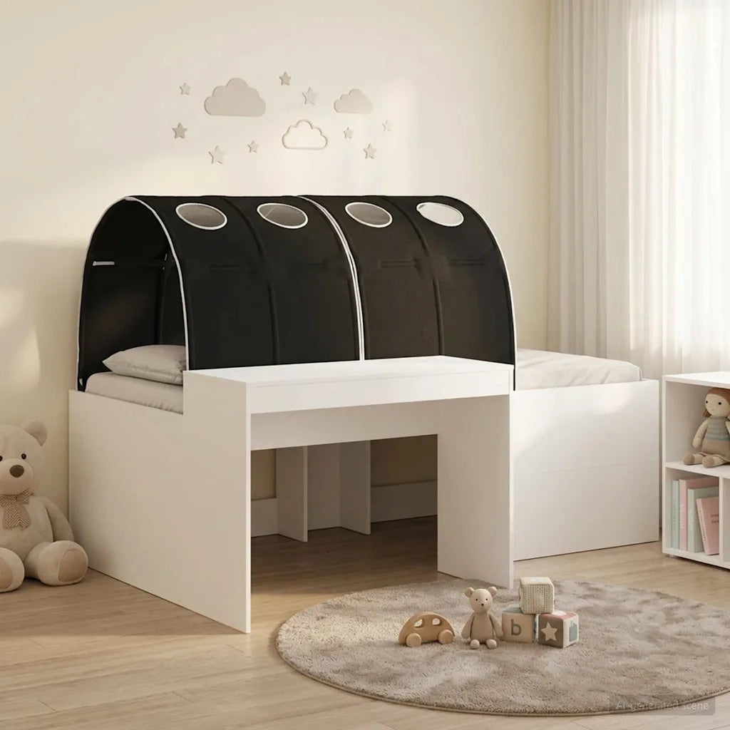 Letto con Tunnel 4 pcs Rovere Artigianale e Nero 3423658