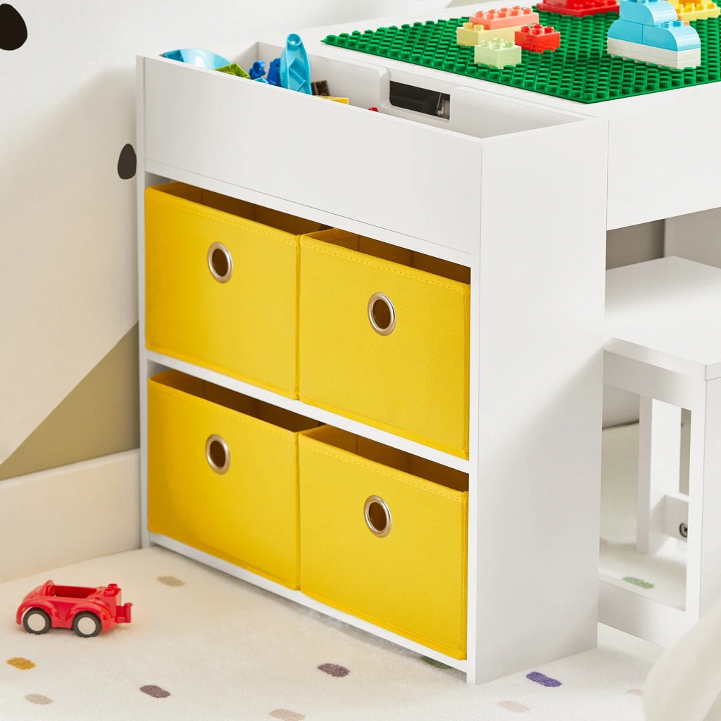 Tavolo Per Bambini Con 2 Sgabelli Set Mobili Per Bambini Tavolo Da Gioco Con Spazio Di Archiviazione 87x50x50 Cm KMB75-W SoBuy
