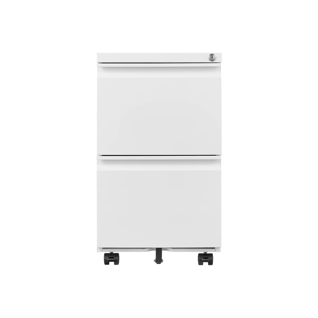 Cassettiera Mobile Archivio con Serratura ¨C MINIMAL ¨C Metallo Bianco, 2 Cassetti, 65cm