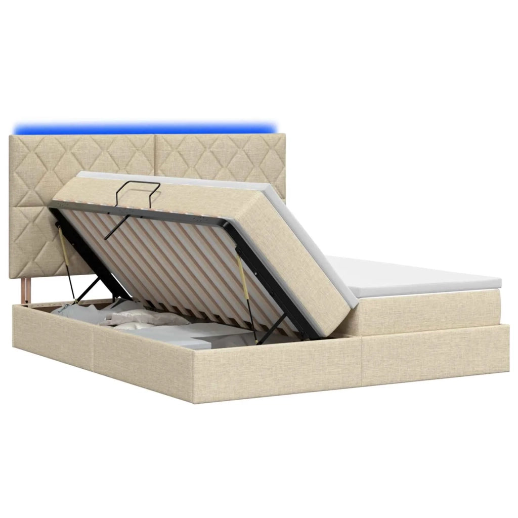 Letto con contenitore LED e materasso Crema 180 x 200 cm 3460246