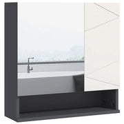 Armadietto Bagno con Specchio 2 Ante ¨C zephmum ¨C Grigio Legno 55x17x55cm