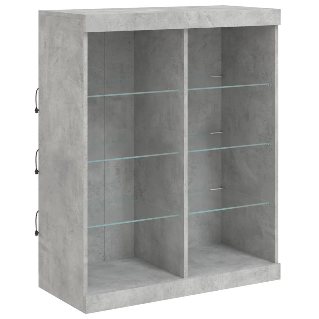 Credenze con Luci LED 3 pz Grigio Cemento in Legno Multistrato 3209138