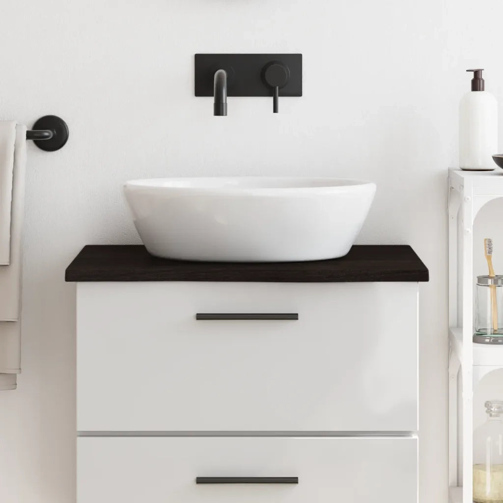 Piano Bagno Marrone Scuro 60x50x2 cm Legno Massello Trattato 3156203