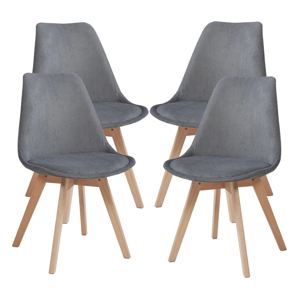 Set di 4 sedie da pranzo 82 x 49 x 54 cm design moderno robuste velluto a coste grigio 03_0009825