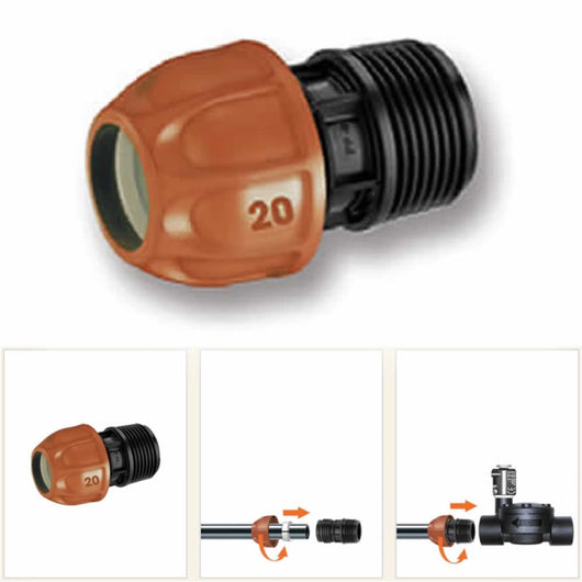 Multipack 20 pz raccordi diametro mm 20 filetto 1" maschio tubo polietilene